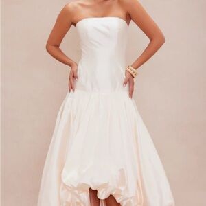 Fashion Nova Strapless Cream Dress